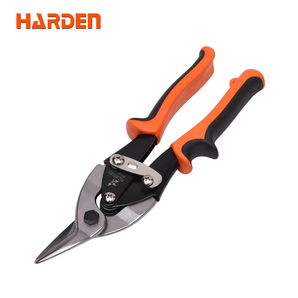 HARDEN 570101 10-inch red handle aviation snips left cut for sheet metal and stainless steel